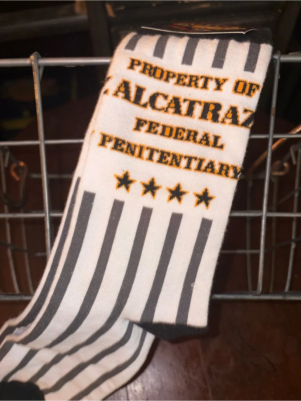 Alcatraz Federal Crew Socks - Black, White & Gold